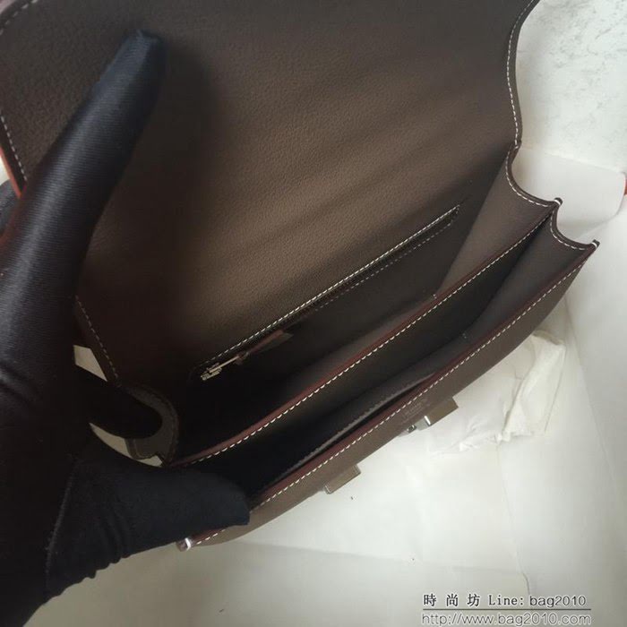 HERMES愛馬仕 Constance 空姐包 大象灰 金銀扣 原廠Epsom皮 原版五金 蜜蠟線縫製 單肩斜挎包  Ama1260